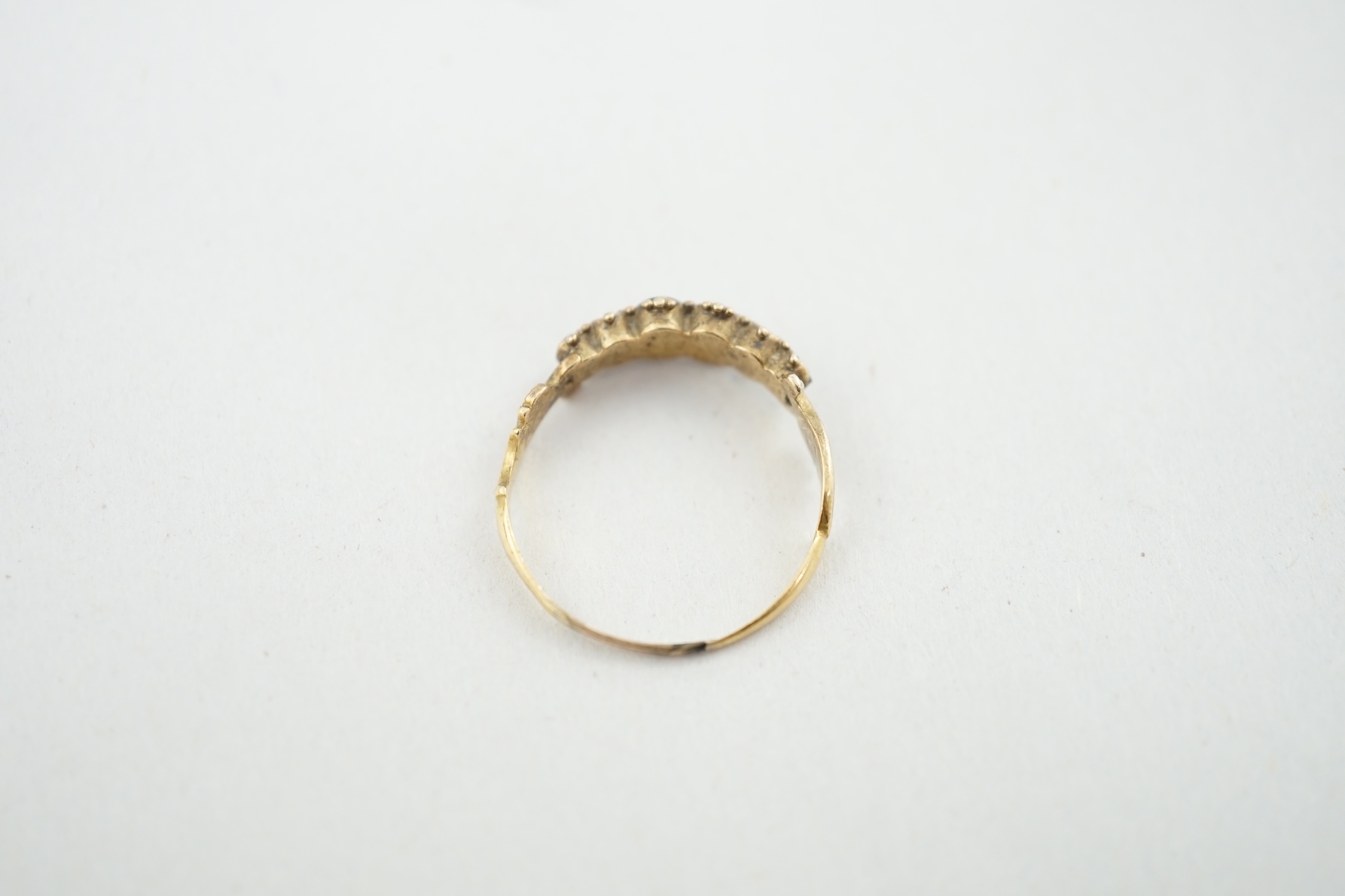 A Victorian gold and gem set 'Regard' half hoop ring